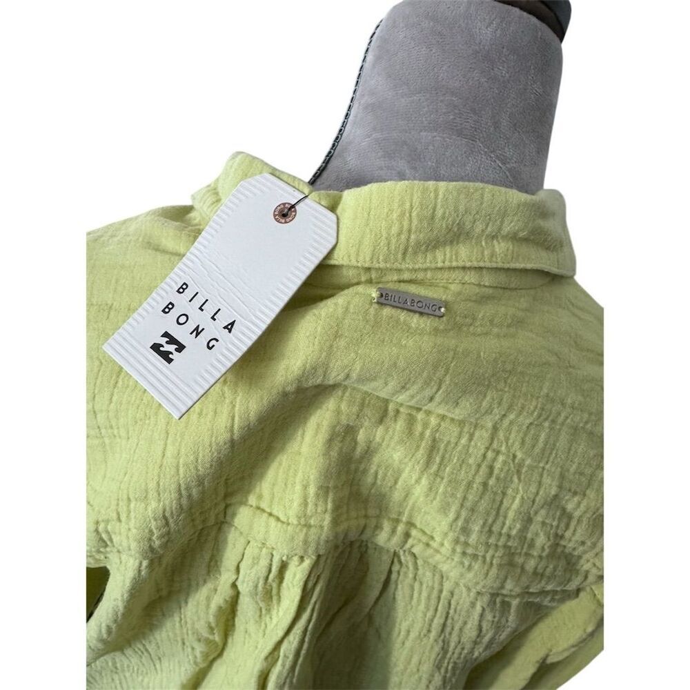 Billabong Women's Long Sleeve bright Green Button-Up Shirt Size S - Picture 4 of 11